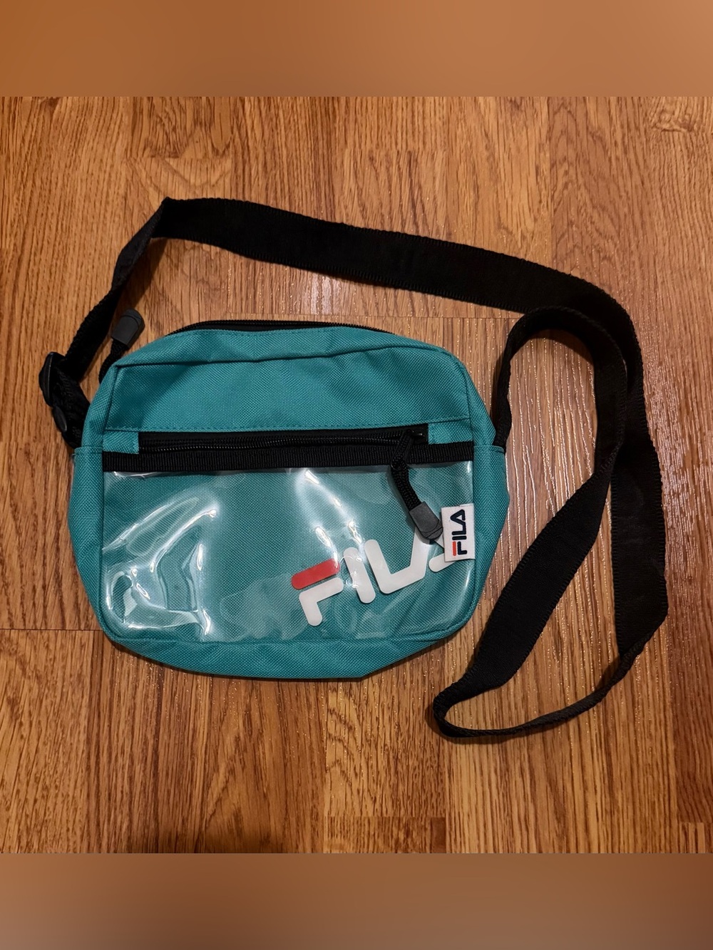 FILA Teal Clear-Front Crossbody Belt Bag